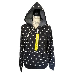 Alternative Gray Pullover Polka Dot Sweater Hoodie Small NEW